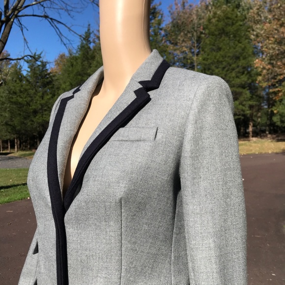 J. Crew Heather Gray Blazer with Dark Trim - Picture 4 of 5